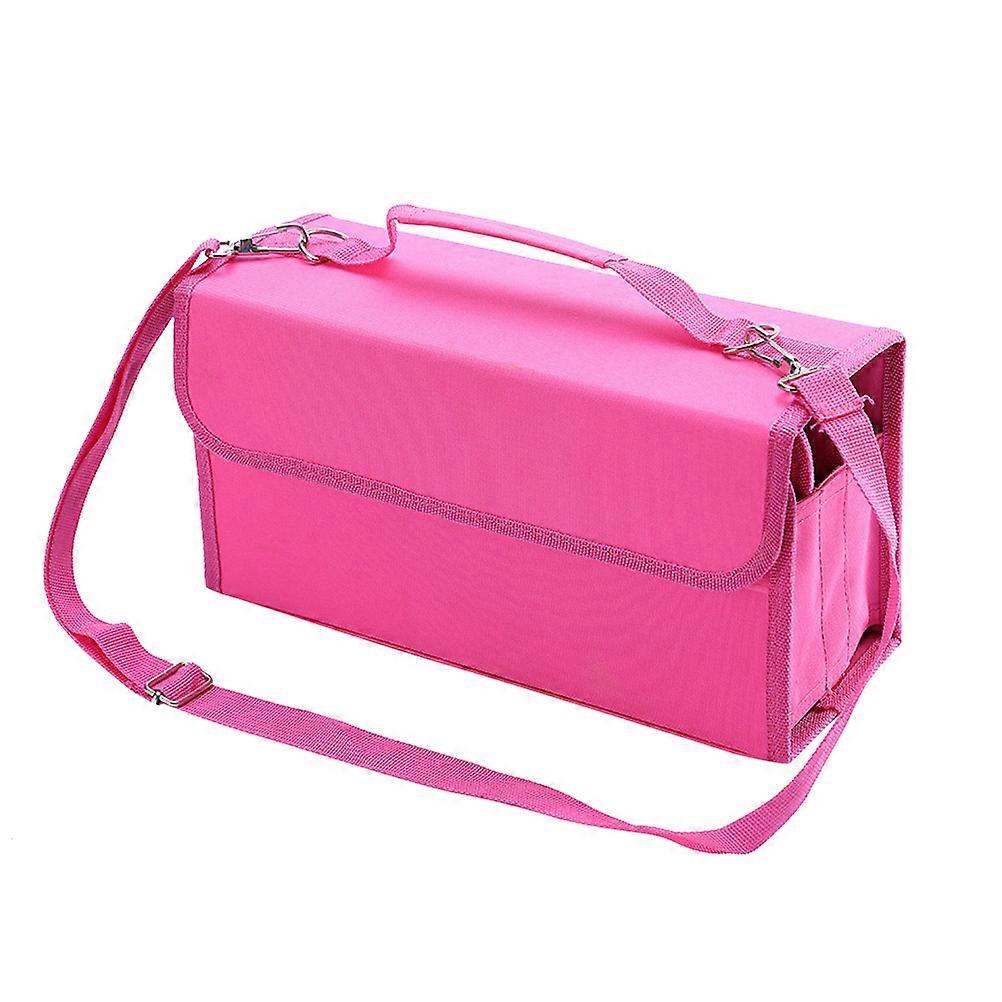 80 Slots Pen Storage Bag For Adults In Rosy For Artwork And Organization 31x16.5x12cm With Zippered Compartment 1Set