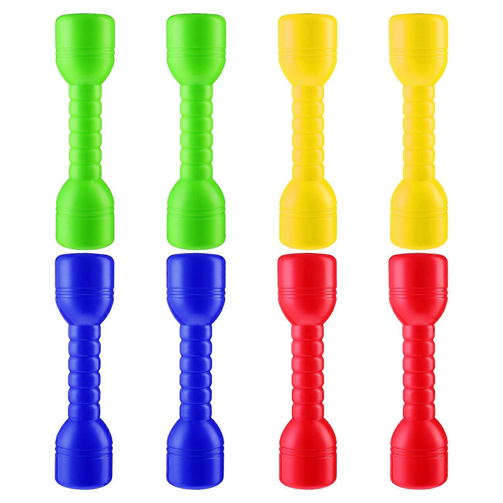 LIOOBO 8 Pcs 4 Colors Plastic Dumbbells Ergonomic Children Morning Exercise Barbells Hand Bar for Kindergarten