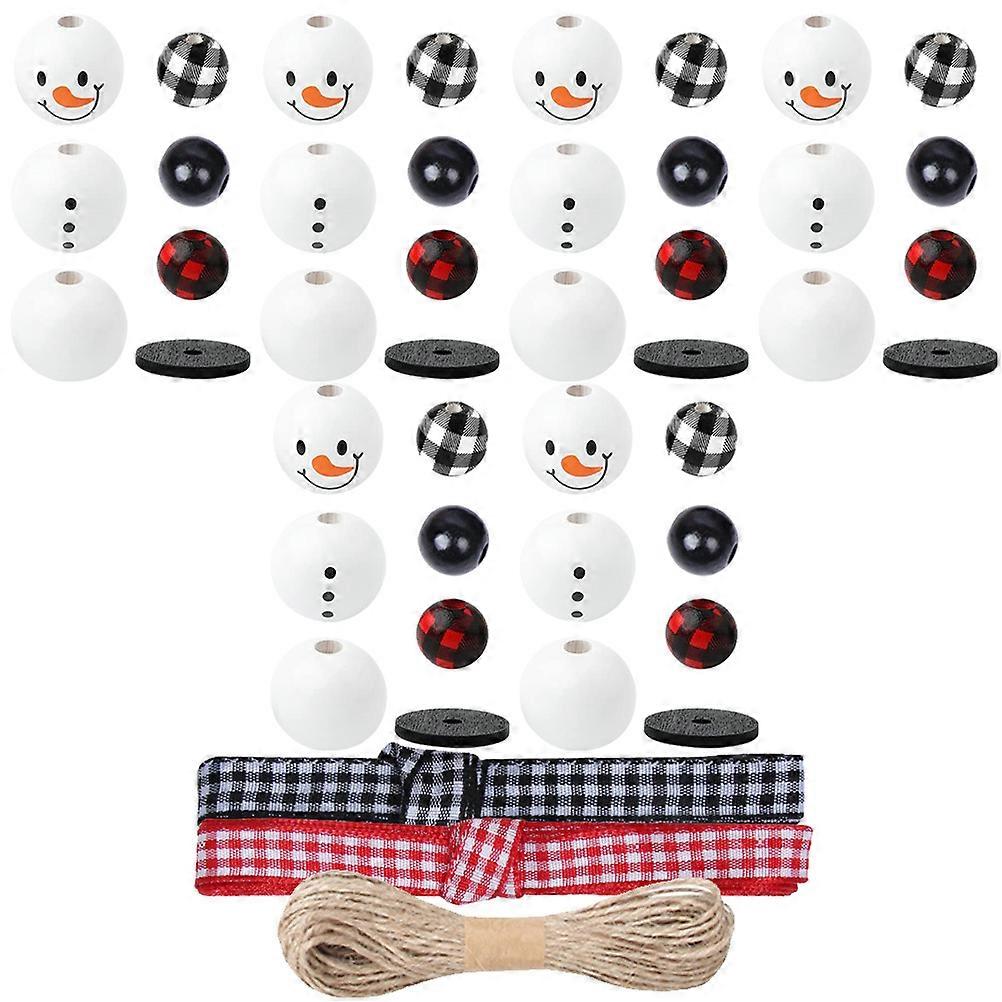 Snowman Craft Accessories Round Beads Set Ideal For DIY Decoration Making During Winter Holidays Featuring Multi Colored Wooden Design 1 Set