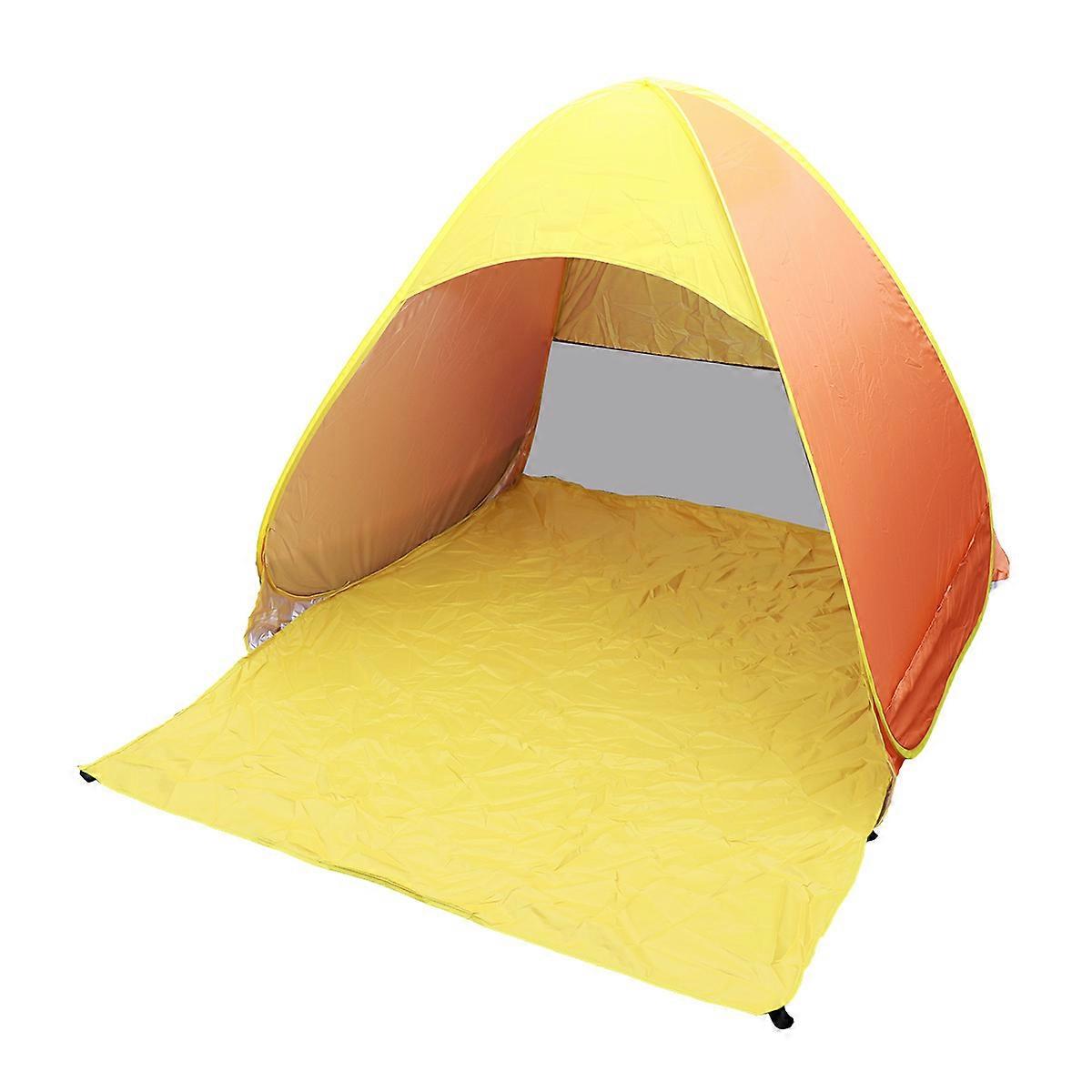Instant Setup Beach Tent Pop Up Sun Shelter 165X150X110CM Orange Full Coverage 1Pcs