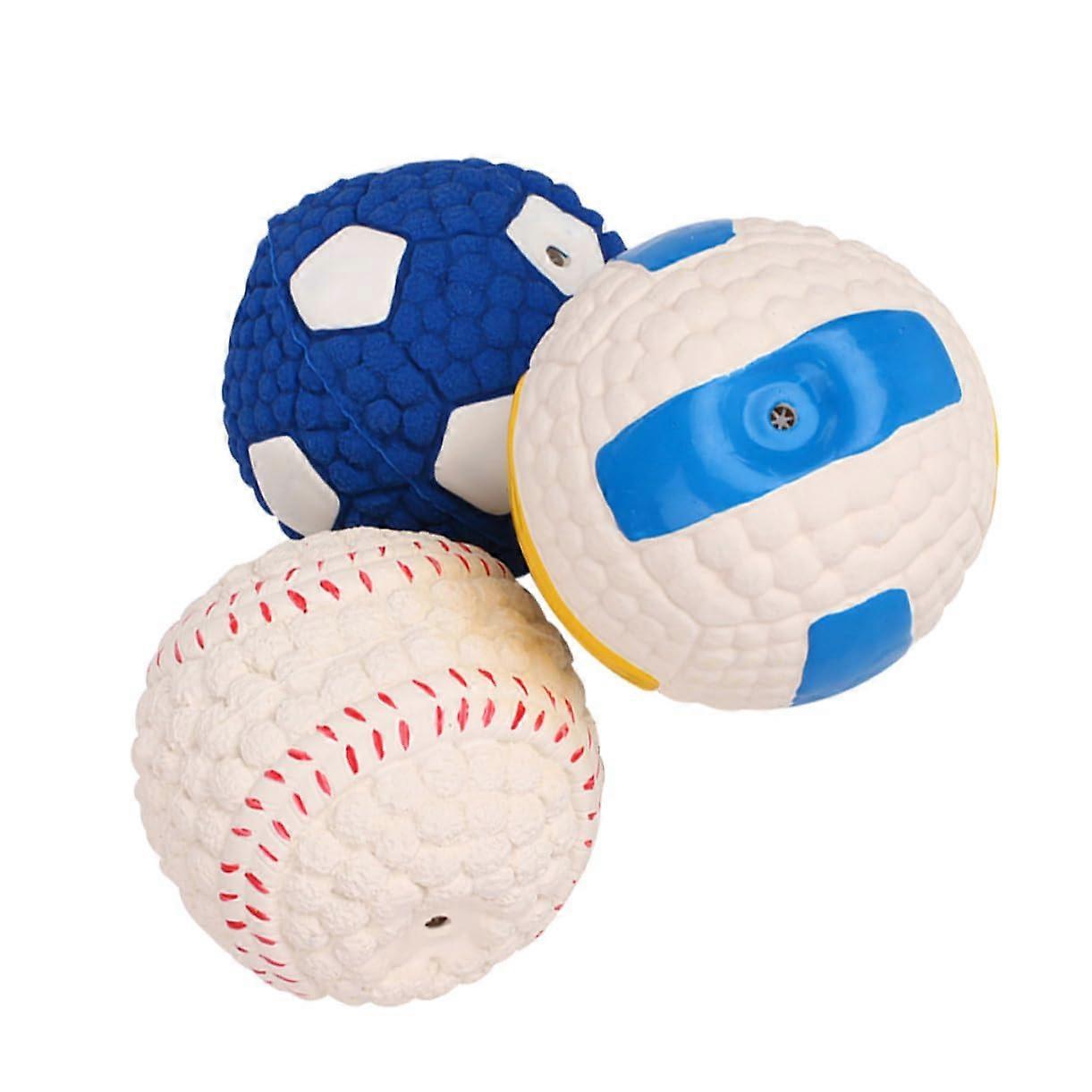 Zahnmolar Teething Toy Ball Latex Dog Chew, 3-Pack, Interactive Puppy Toy, Colorful Loop Design