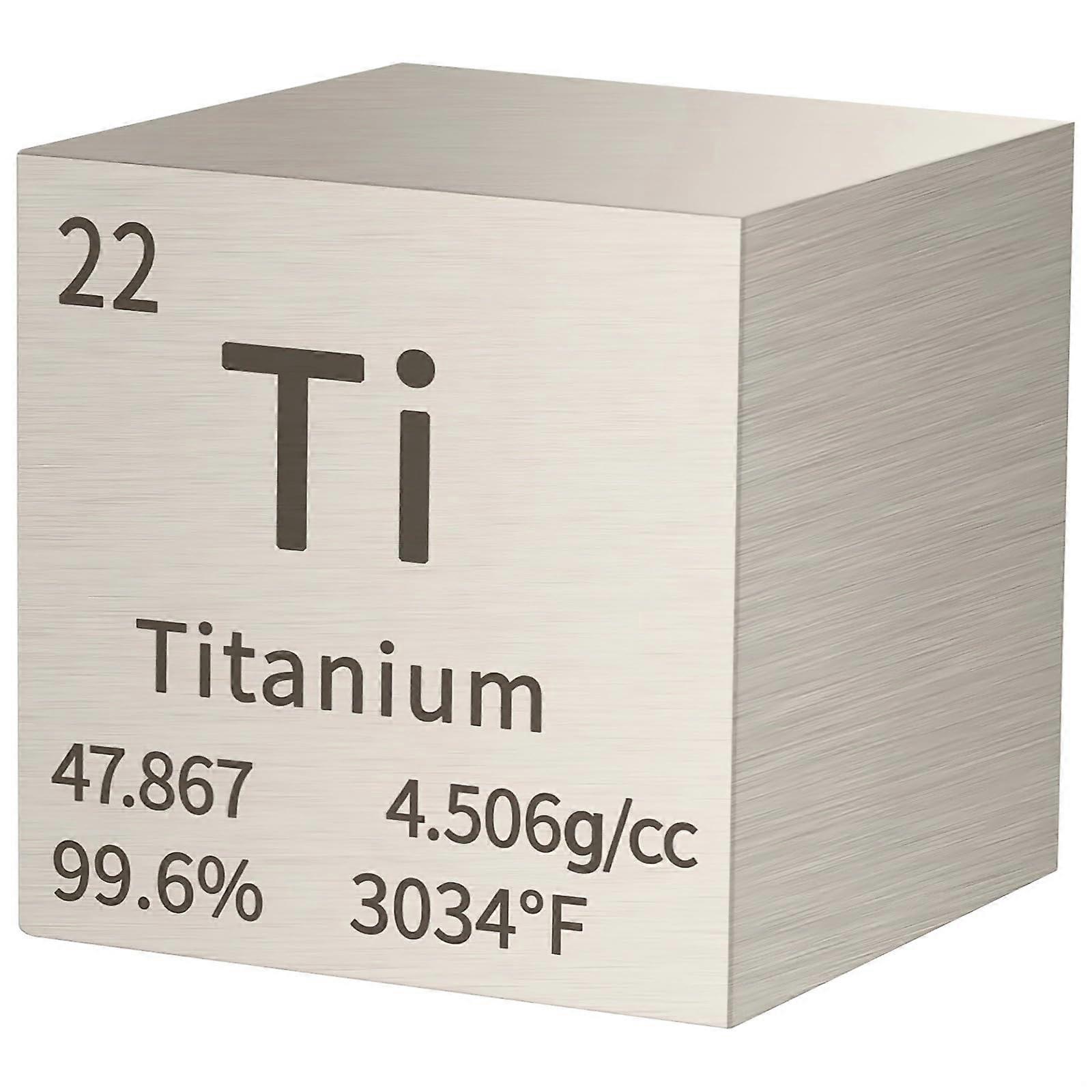 10 mm Titanium Cube with Atomic Symbol Ti, 99.95% Pure for Science Demonstrations and Exhibitions, 1 Piece