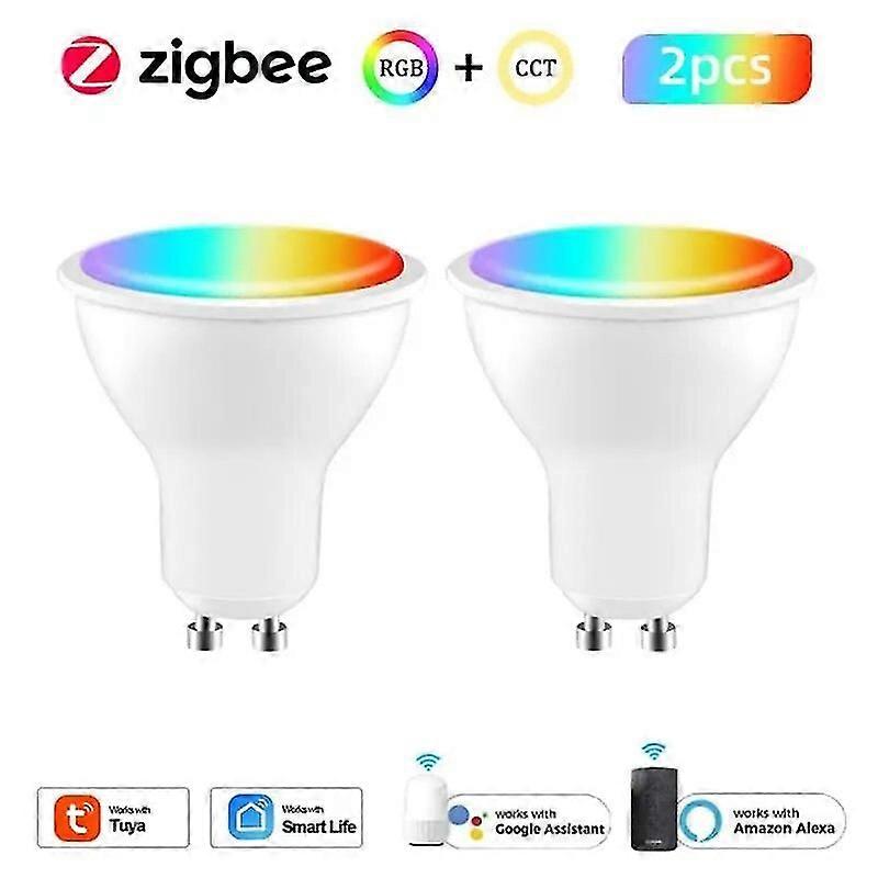 Tuya Zigbee Smart Gu10 Light Bulb Spotlight Rgb+cct Dimmable Led Light Bulb Voice Control Via Alexa Google Home Yandex Alice