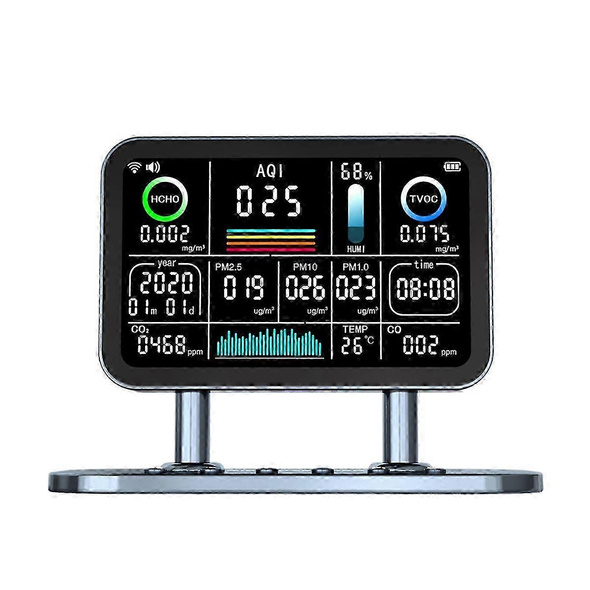 Tuya WiFi 13-in-1 Air Quality Monitor, Measures TVOC, HCHO, PM2.5, PM1.0, PM10, Temperature, Humidity, Carbon Dioxide