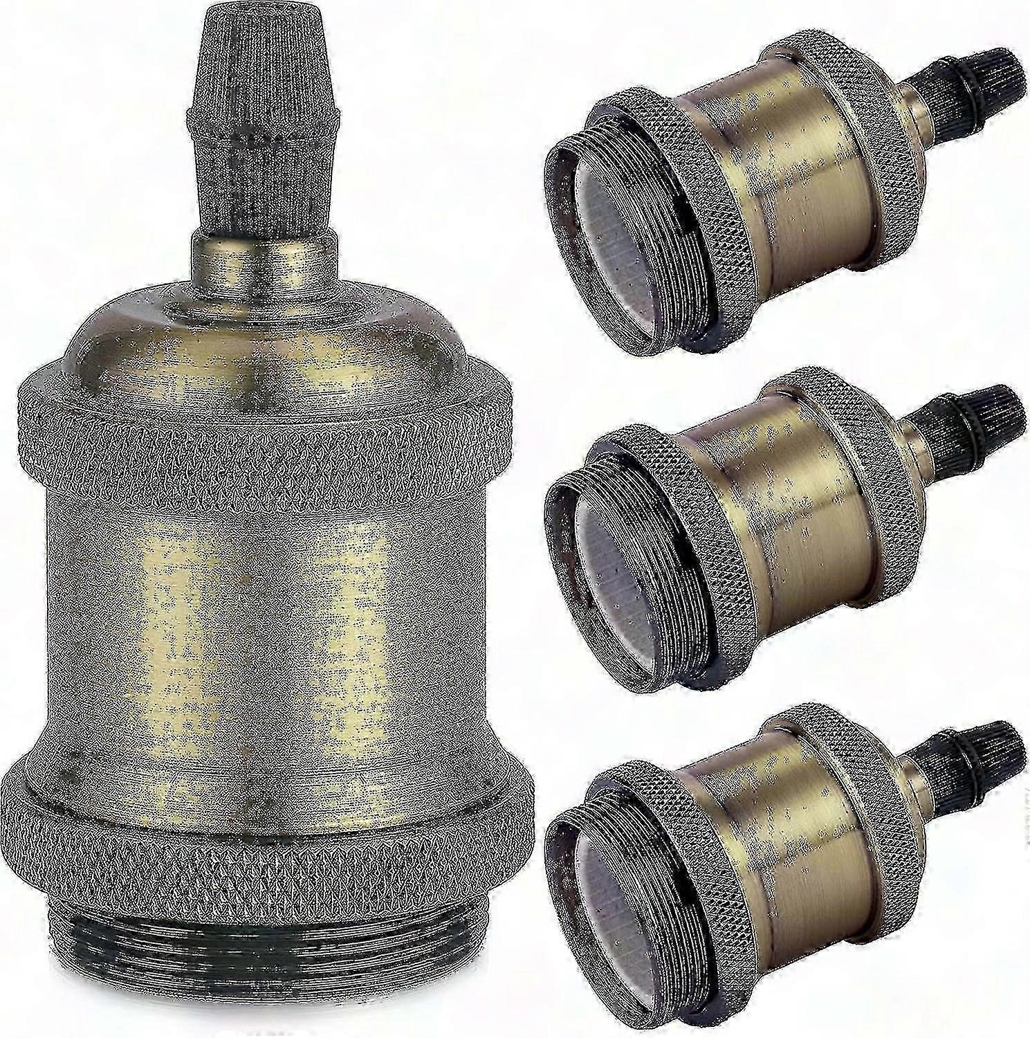 Vintage Brass E27 Lamp Socket, Edison Retro Pendant Light Fixture, Solid Ceramic Adapter, 4-Pack
