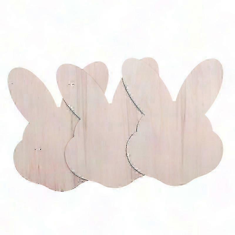 3pc Wooden Easter Bunny Face Painting Slices DIY Decor Crafts Small Pendants for Home Ornaments