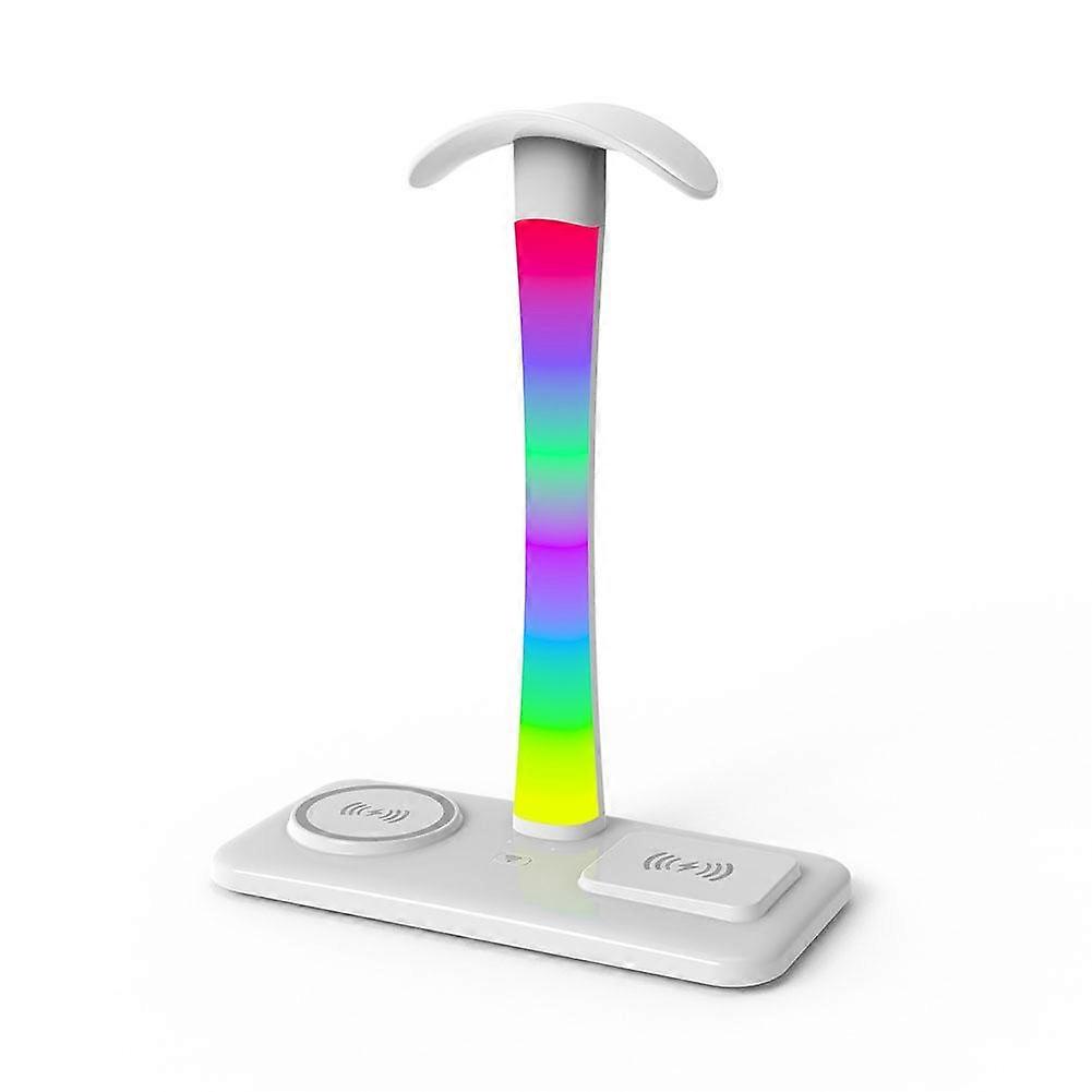 Support multifonctionnel pour casque avec chargeur sans fil pour téléphone et casque Bluetooth, double sortie, mode lumineux tactile