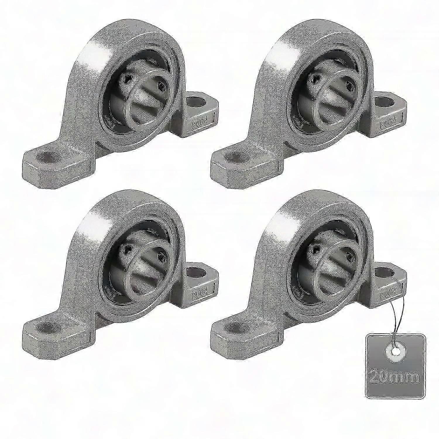 LINJOU 4 Pieces Pillow Block Bearings, Pillow Block Bearings, Ball Bearings, with Solid Cast Iron Base (Size : 20mm)