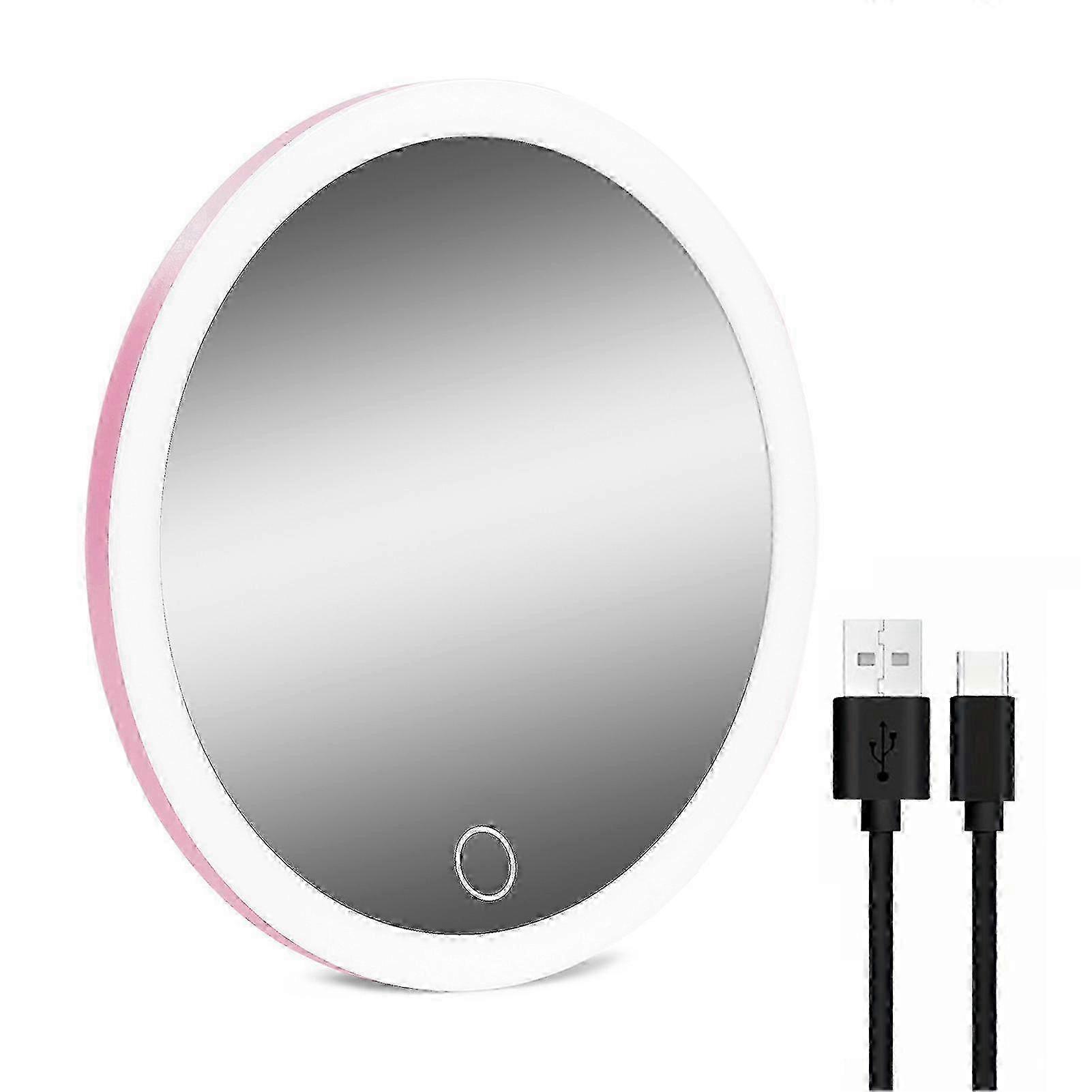Portable Rechargeable Magnifying Mirror with 3-Color light-emitting diode Light Suction Cup Base Dimmable Ideal for Travel and Makeup Use Men Women