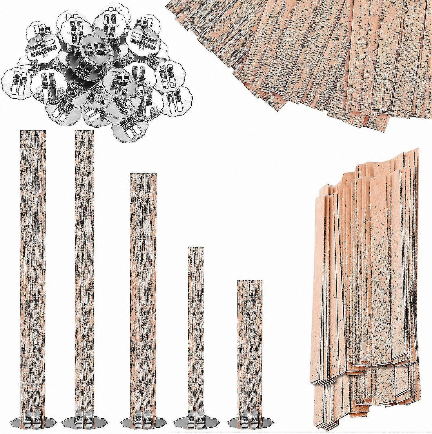 فتائل شموع خشبية مع حوامل معدنية للحرف، 50 عبوة صفراء
