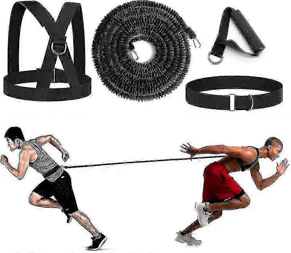 Double Pull Resistance Rope 4-pcs Bungee Resistance Cord Set Fit Solo Or Partner Great For Vertical Jumps Lateral Movement Sprint Overspeed Training
