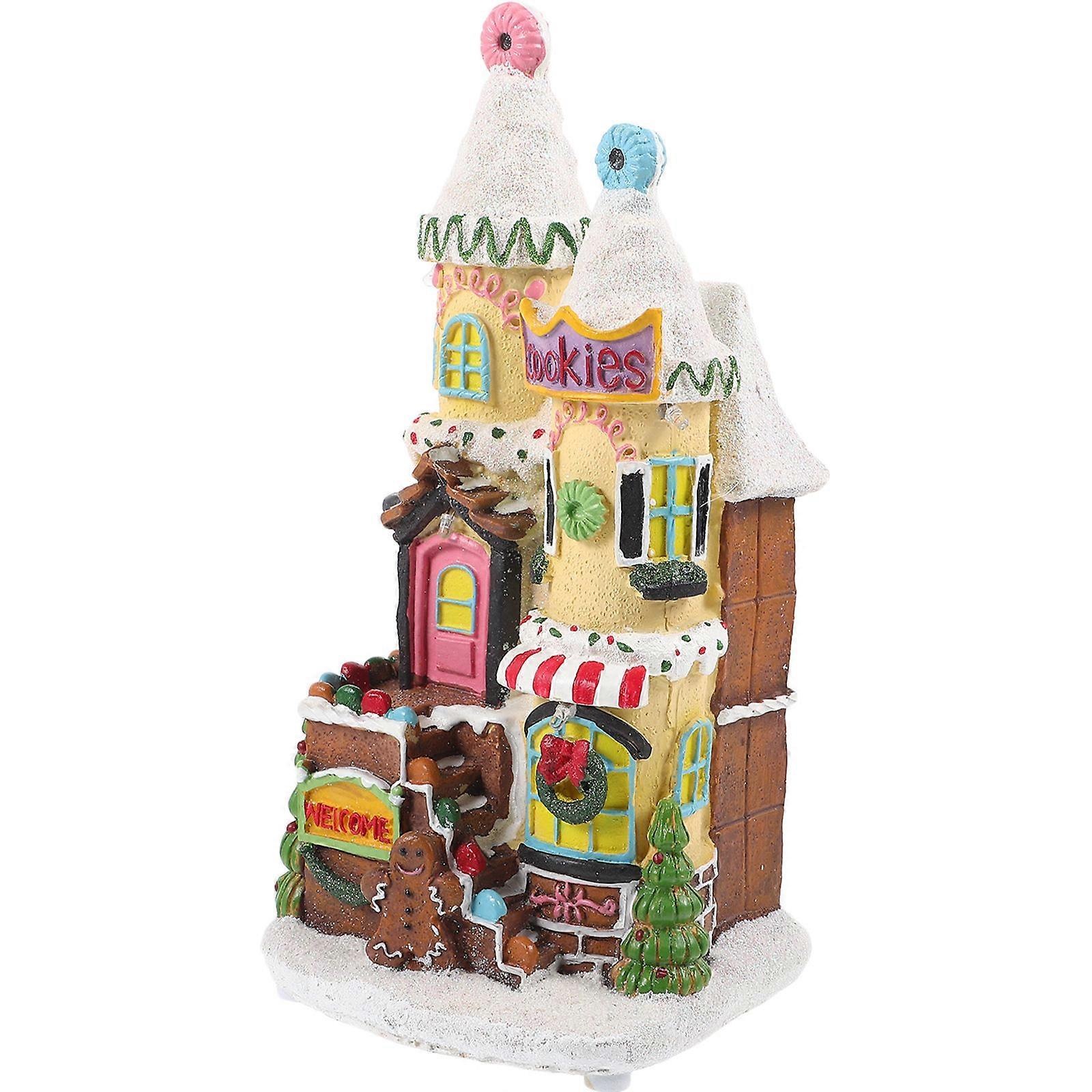 Resin Christmas Luminous Villa House Ornament Desktop Use Assorted Color for Illumination 1Set