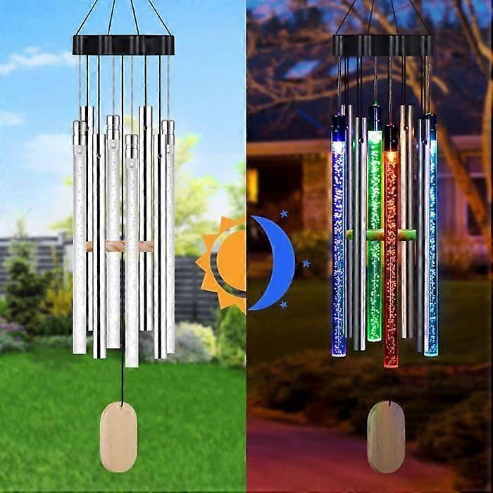 Waterproof solar music wind chime, aluminum tube bubble column wind chime lamp, variable color