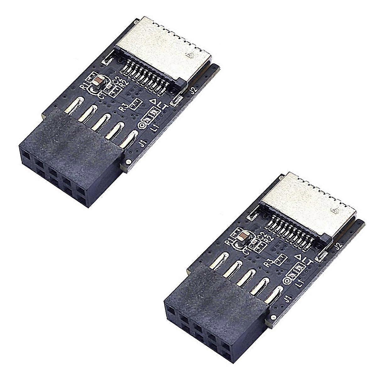 2X Motherboard USB2.0 9Pin to TYPE-C A-KEY Front Connector Converter USB3.2 TYPE-E Interface Header