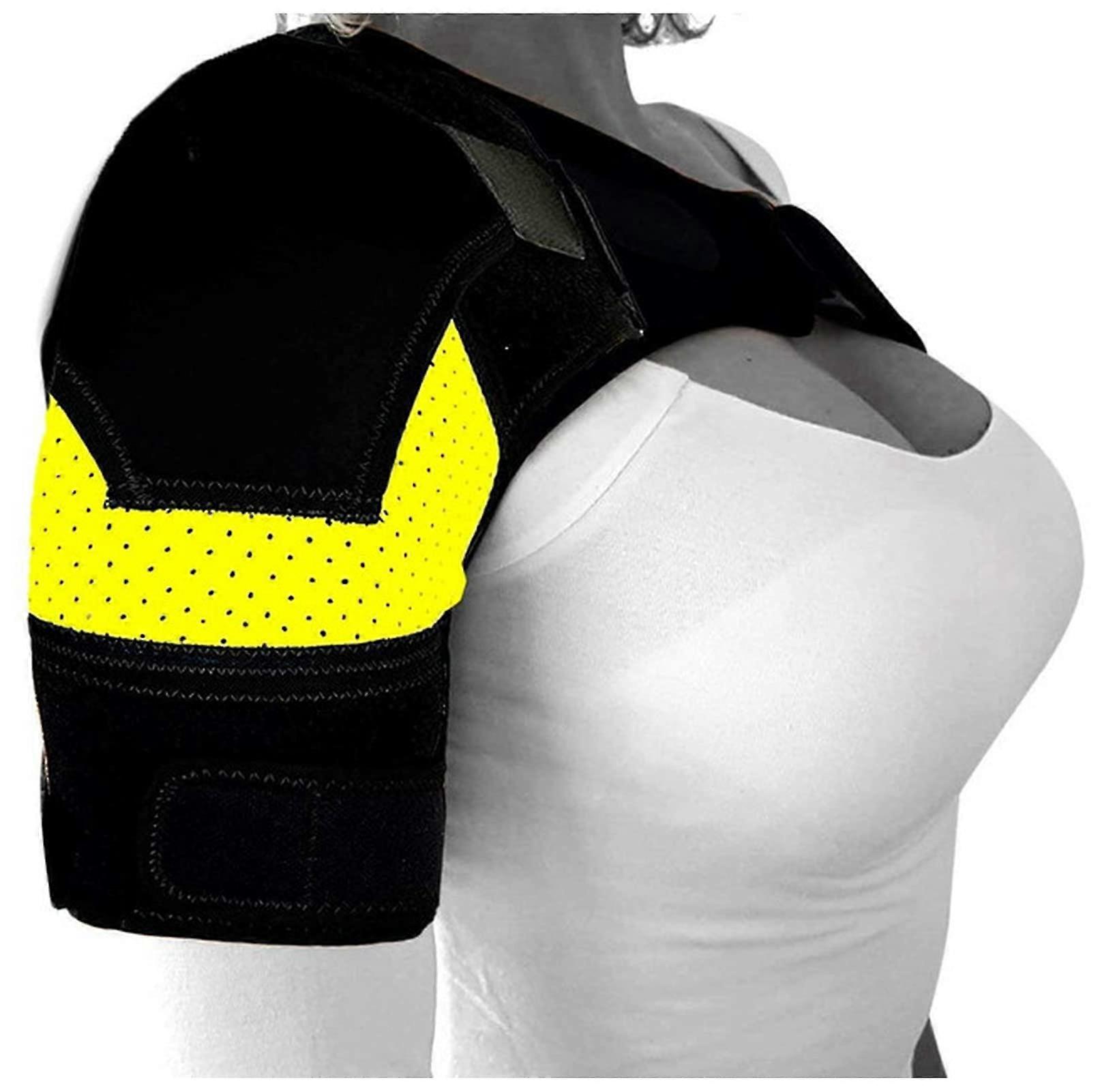 Shoulder Strap Shoulder Brace Support, Adjustable Breathable Neoprene, Double Shoulder Straps, Size L, Yellow