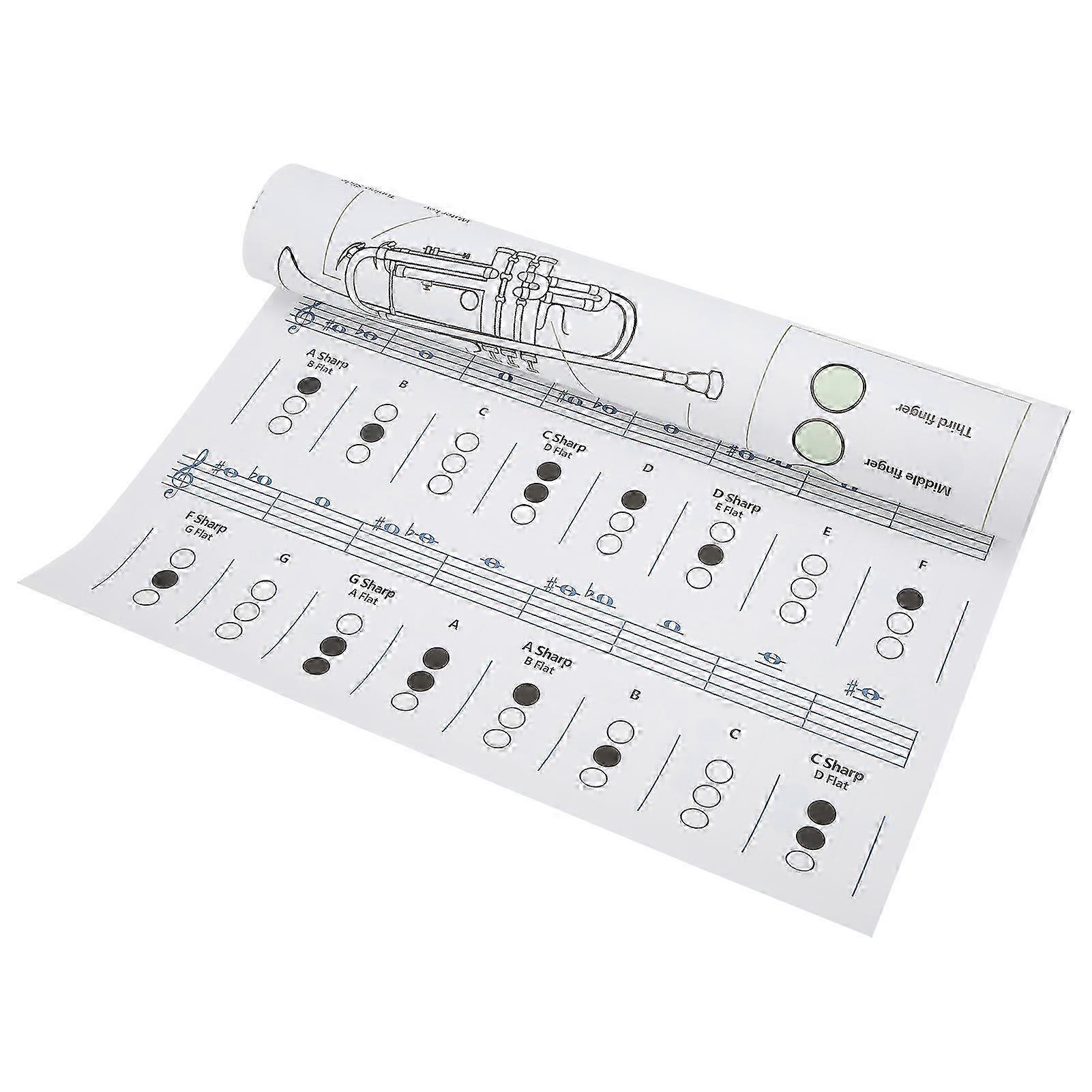 2025 Trumpet Chord Chart Fingering Note Music Instrument Reference Guide for Home ClassLarge