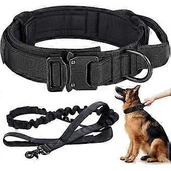 Verstellbares taktisches Hundehalsband mit Griff und Metallschnalle Hundehalsband und Leinenset Mehrfarbiges Halsband