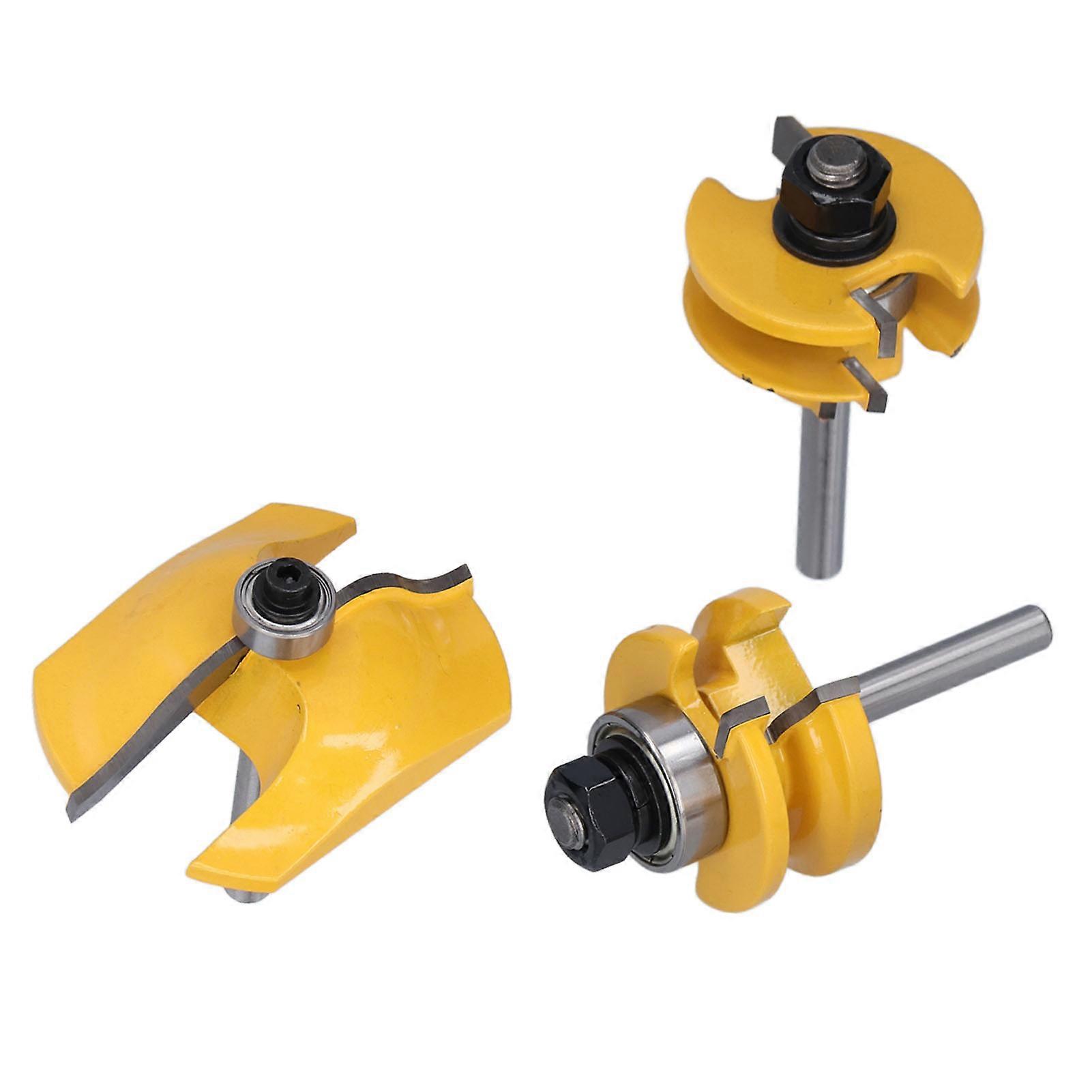 3Pcs 1/4in Shank Rail Stile Router Bits Woodworking Groove Tool