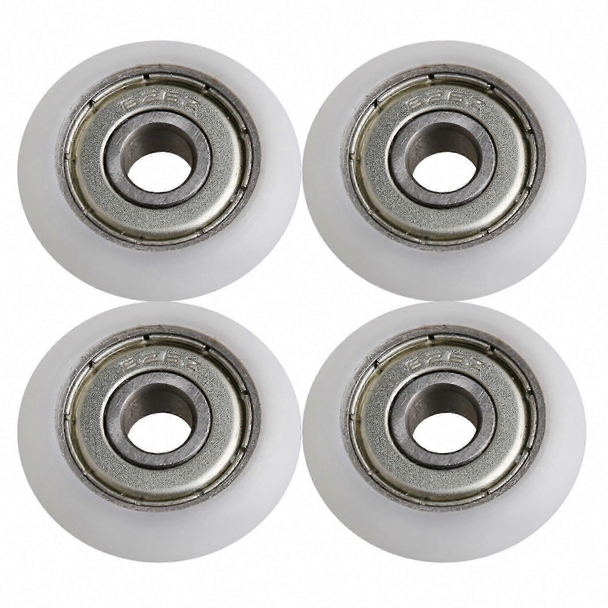 4x White Plastic Roller Wheels with Bearings for Sliding Door Pulley System