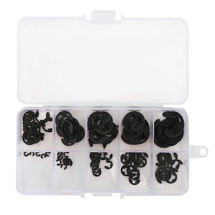 Eiffel 120Pcs E-Clip Snap Circlip Kit Open Retaining Ring Black Manganese Steel in Box 1.5-10mm