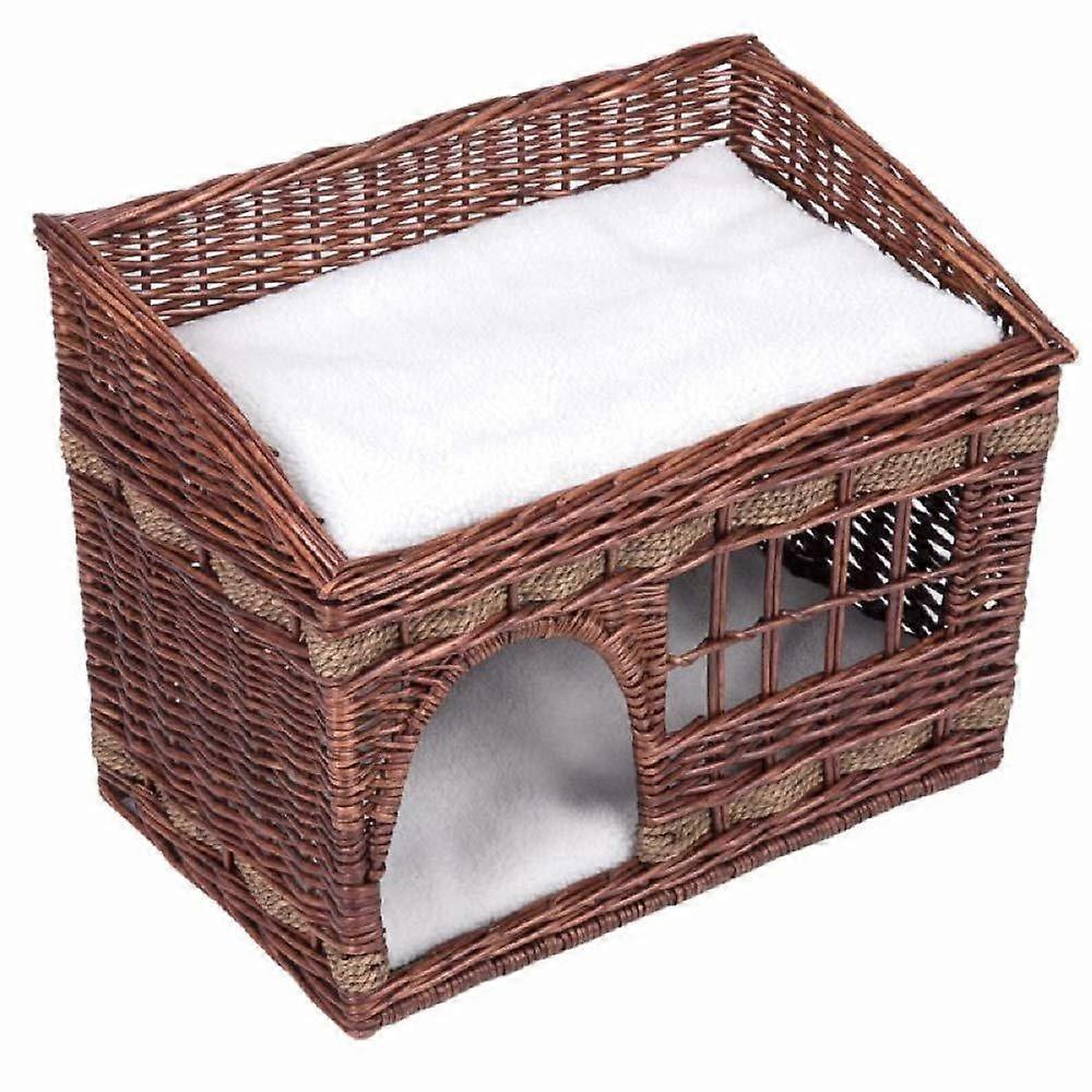 (Brown) Wicker Cat Den Bed