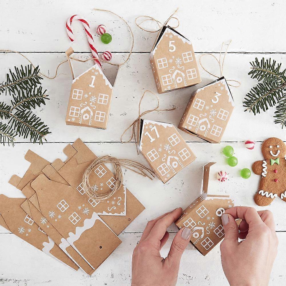 Advent Boxes Gingerbread Houses x 24 Fill Your Own - Christmas