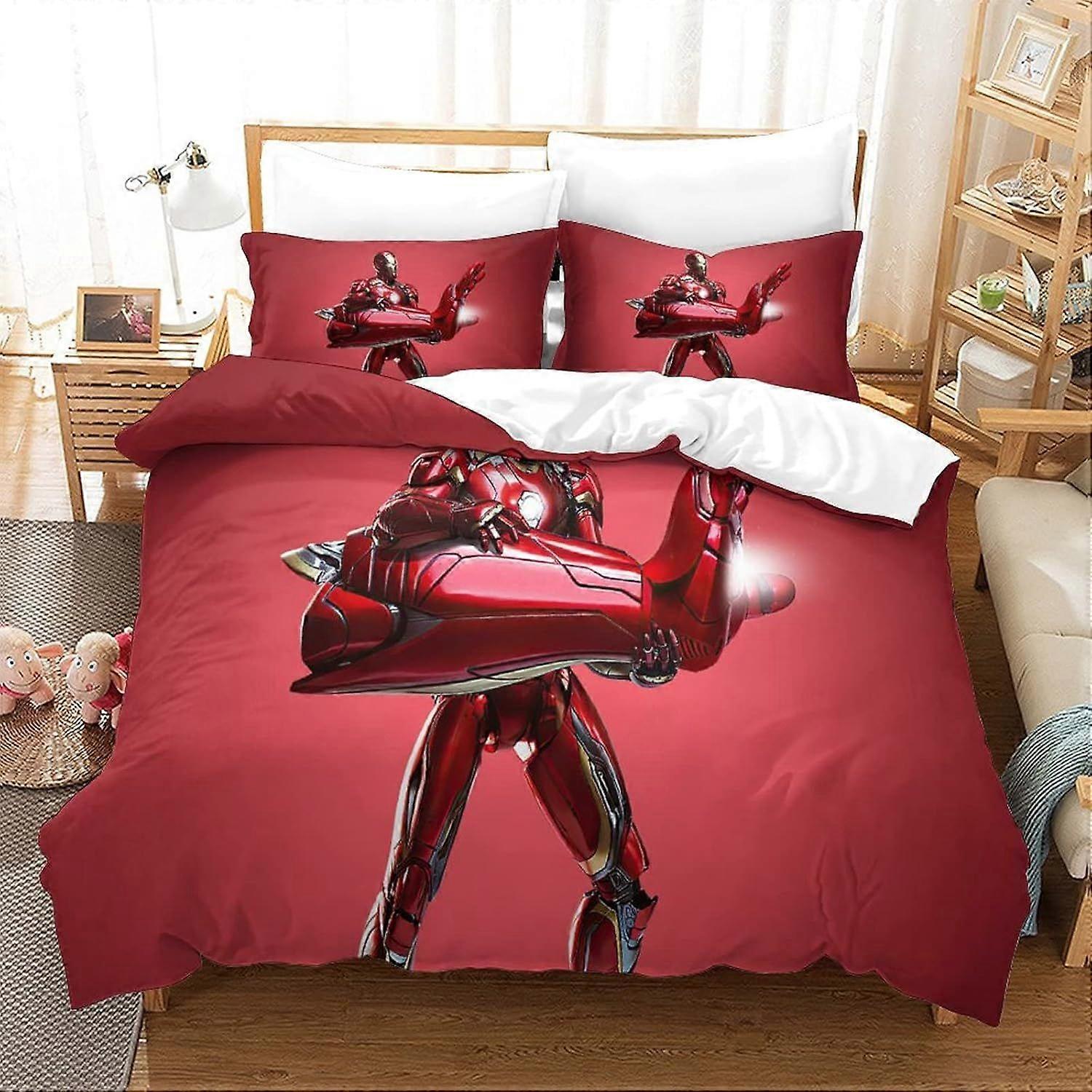 Duvet Cover Set Double Iron Man Printed Duvet Covers Bedding Set for in Kids Teens Adults Soft Hypoallergenic Quilt Cover with Pillowcase with Zipeer 