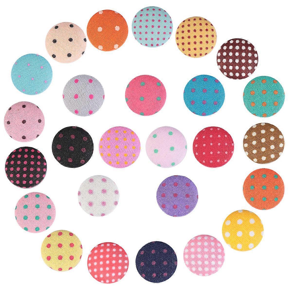 Dot Pattern Buttons Flat Bottom Buttons for Decoration 100Pcs Pack