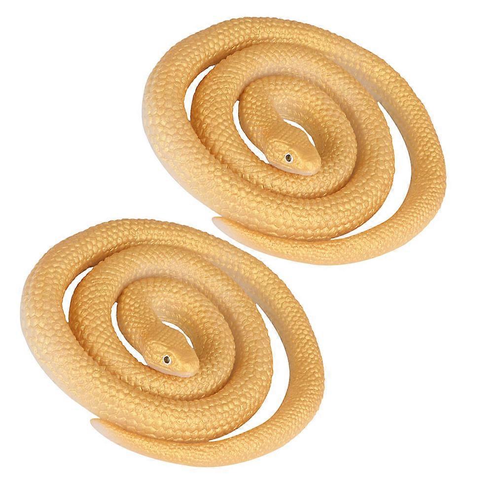 Simulation Snake Toy Silicone Model for Toy Halloween Friends Prank Tool Golden 2Pcs