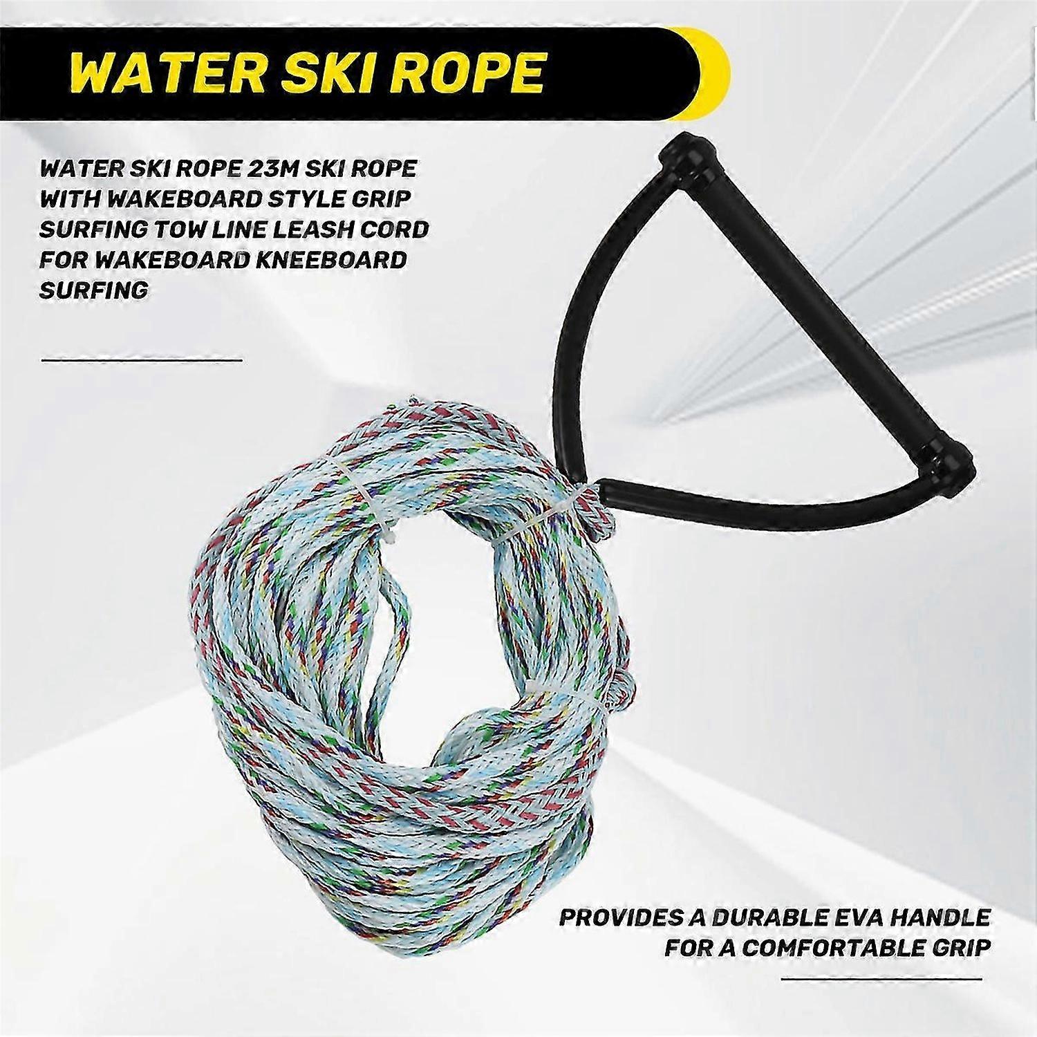 Water Ski Rope 23M Ski Rope with Wakeboard Style Grip Surfing Tow Line Leash Cord for Wakeboard Knee