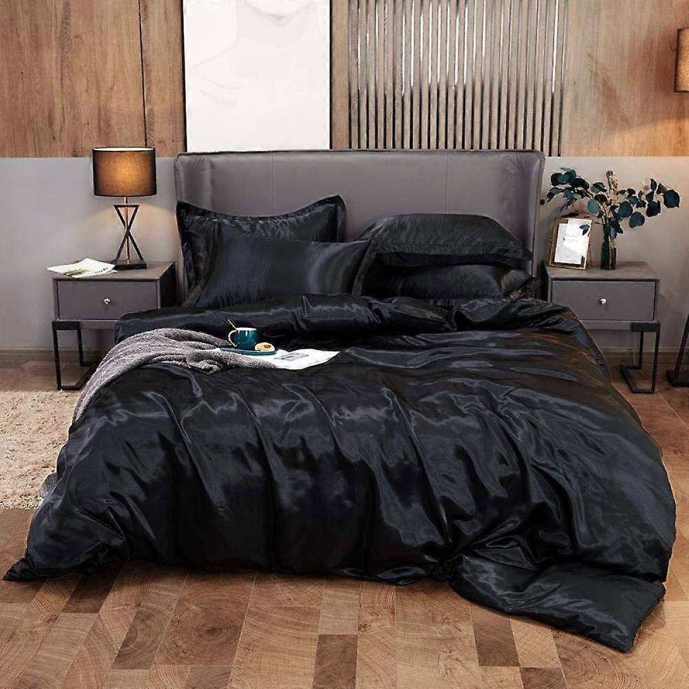 Silk Bedding Sets Mulberry Silk Satin Quilt Covers, Breathable Hypoallergenic Sheets, Solid Color Bedspread Sets