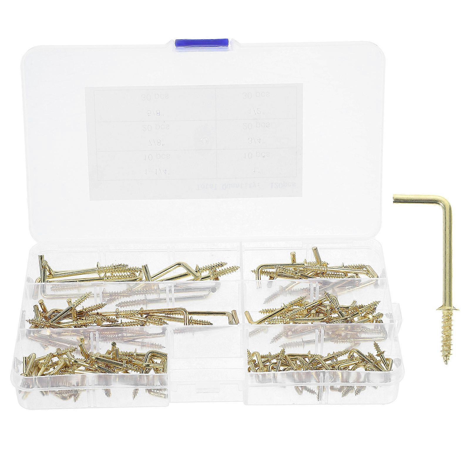 Tiny Screws Carbon Steel L Hooks for Hanging Picture Frames 120Pcs