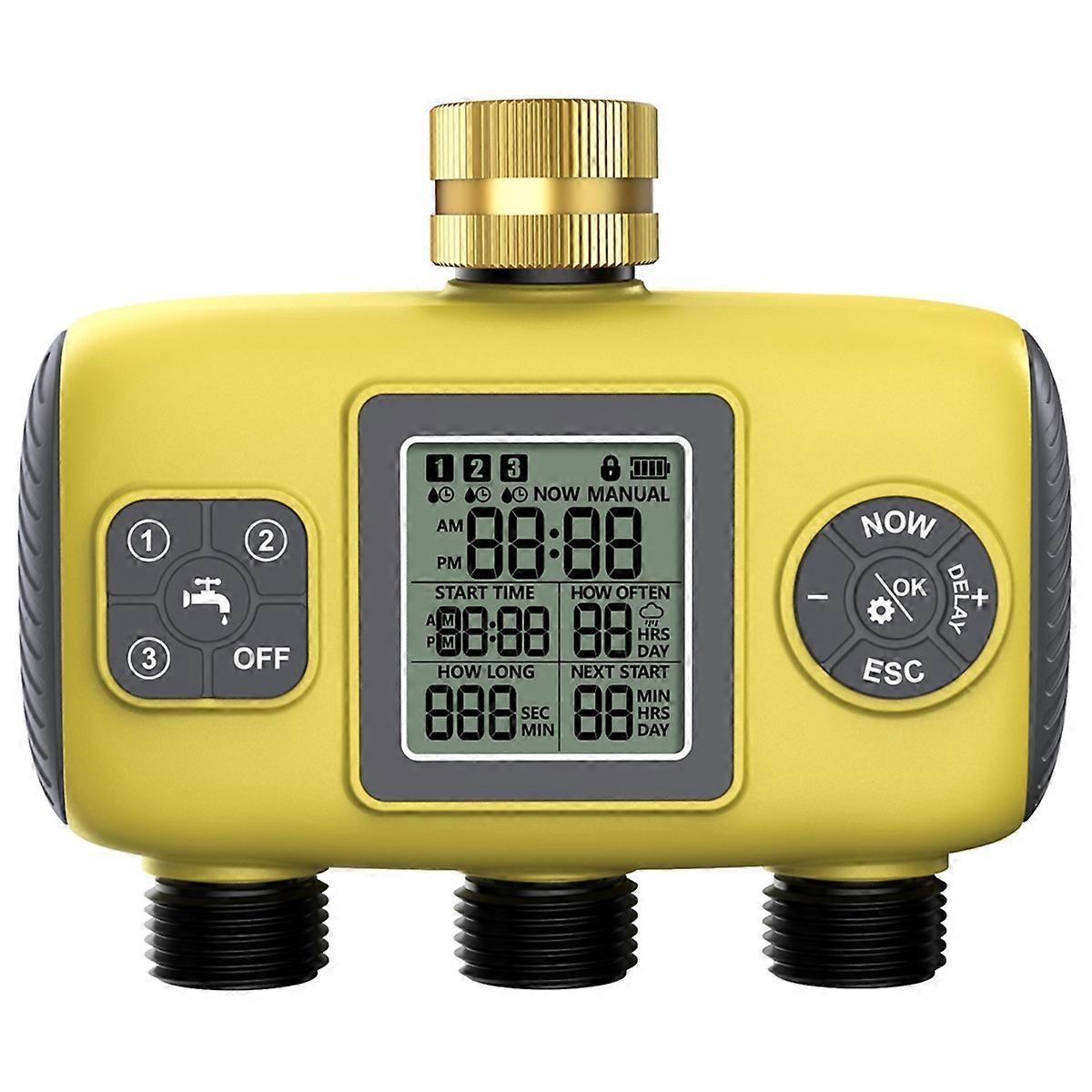 3-Outlet Automatic Water Timer Garden Irrigation Watering System Control Sprinkler Programmer BSP3/4 Inch