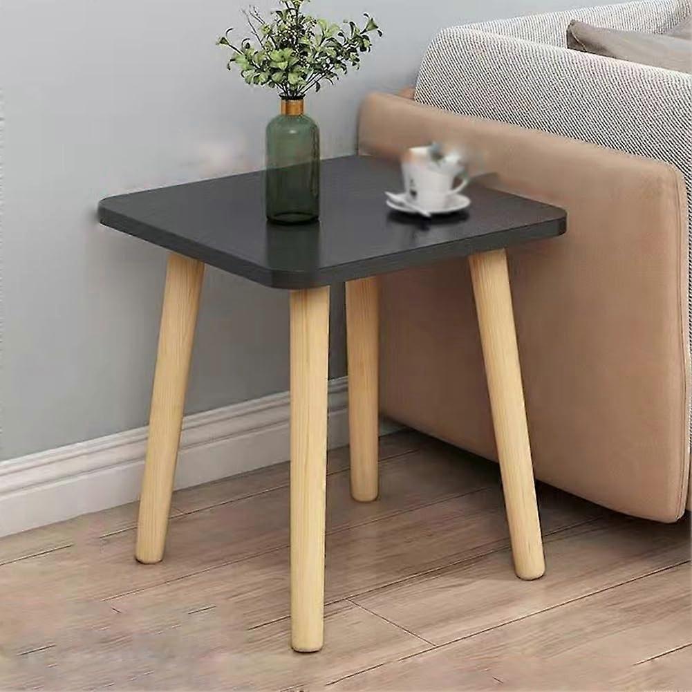 Square Wooden Side Tables 40x40 cm Black Modern Minimalist Small Accent Tables for Living Room, Bedroom, Small Spaces