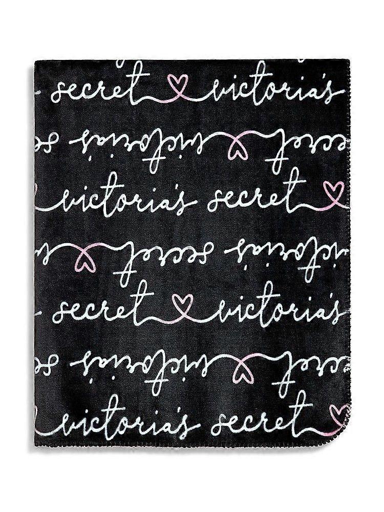 Victoria Secret Zachte Fleece Gooi Deken Zwart Scripts