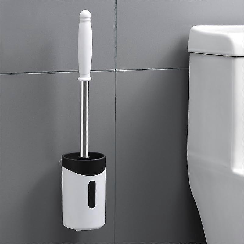 Toilet Brushes Holders Deep Cleaner Quick Drying Holder Flexible Bristles With Long Handle Wall Or Floor Mounted White