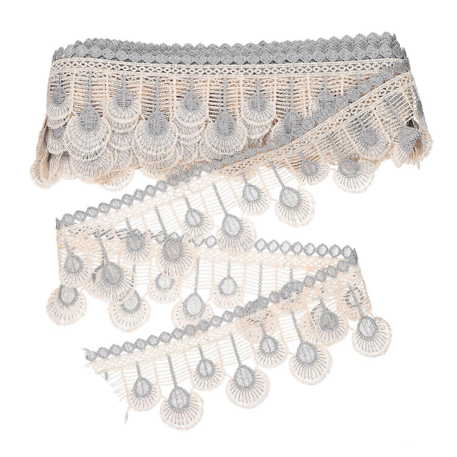Grey Polyester Curtain Trim Embroidered Pelmet Ribbon for Decoration 1 Roll
