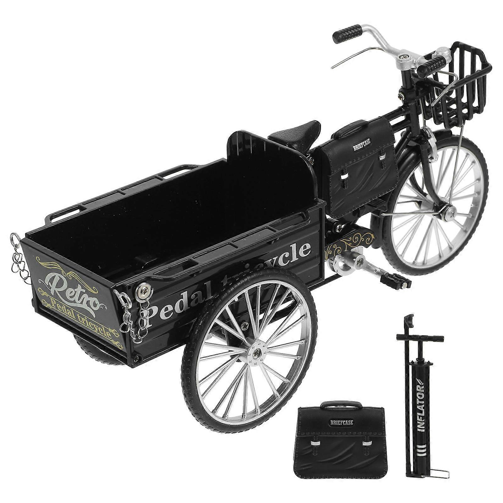 Iron Tricycle Model Desktop Decoration Figurine with 3Sets