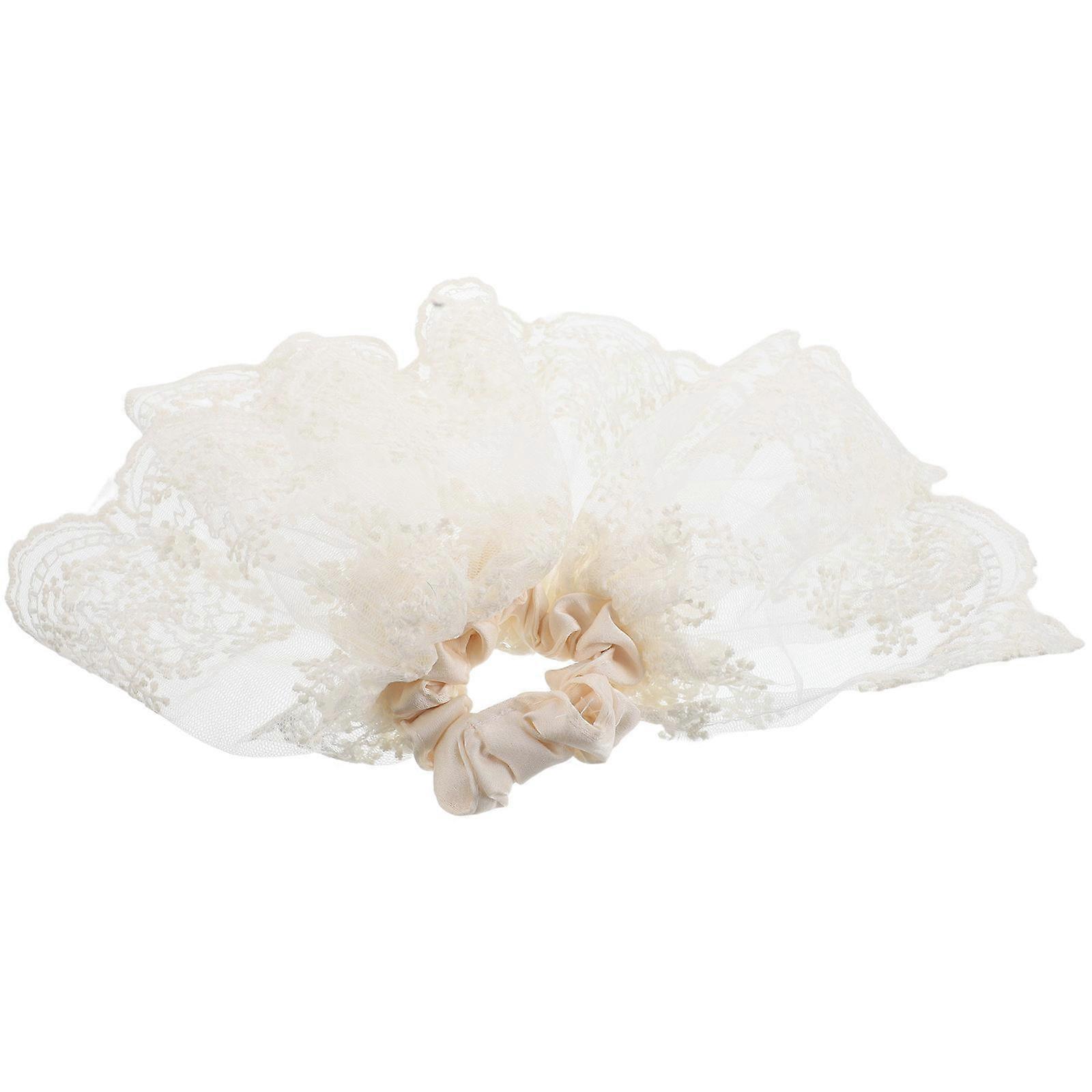 Lace Hair Scrunchies for 4Pcs Soft Elastic Double-Layer Ponytail Holders