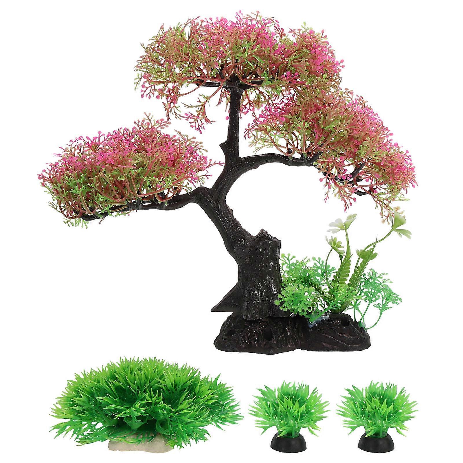 Fish Tank Tree Decor Aquarium Plants for Underwater Use 4Sets