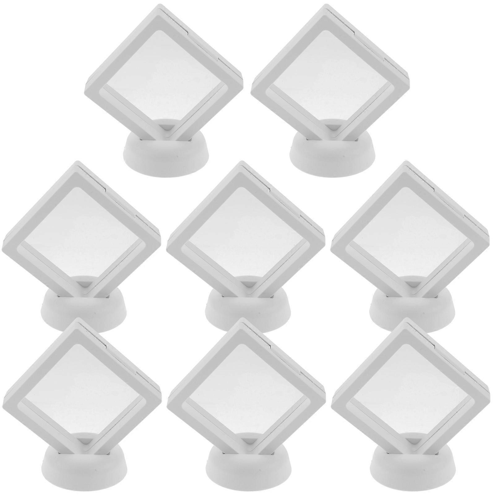 Coin Display Stand Floating Case for Collection 5Sets White Protective