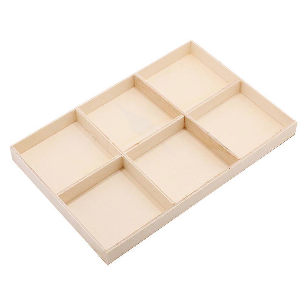 Storage Box Wood Multi Lattice Case for Storage Use 3Pcs Beige Tray