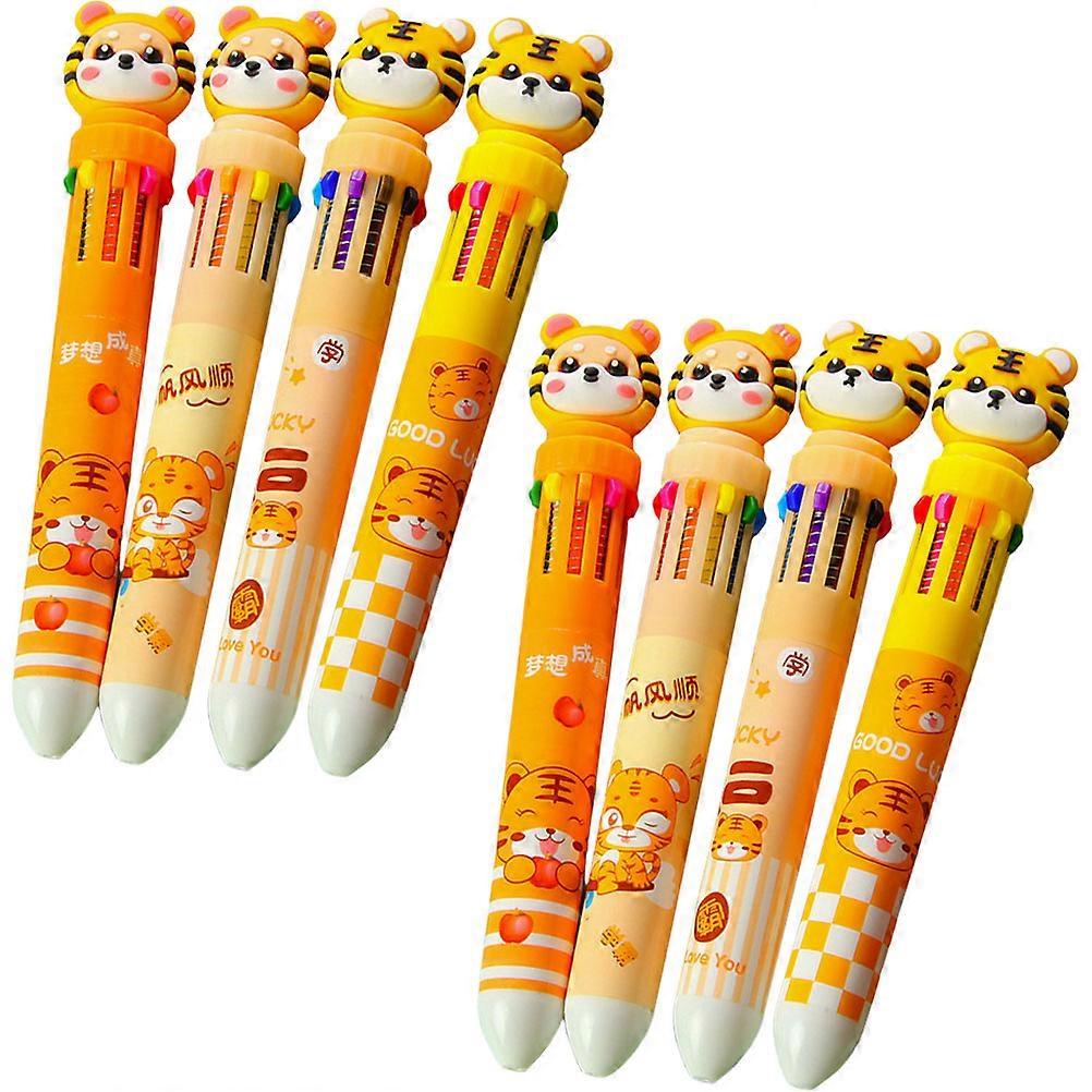 Multicolor Ballpoint Pens Tiger Shaped Kids School Use Plastic Material Writing 8Pcs