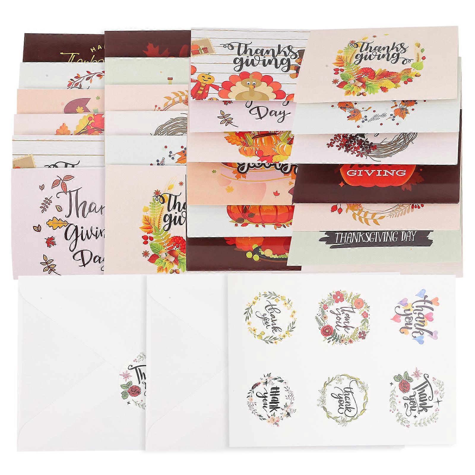 Creative Thanksgiving Cards Blank Postcards for Presenting 24Sets Brown