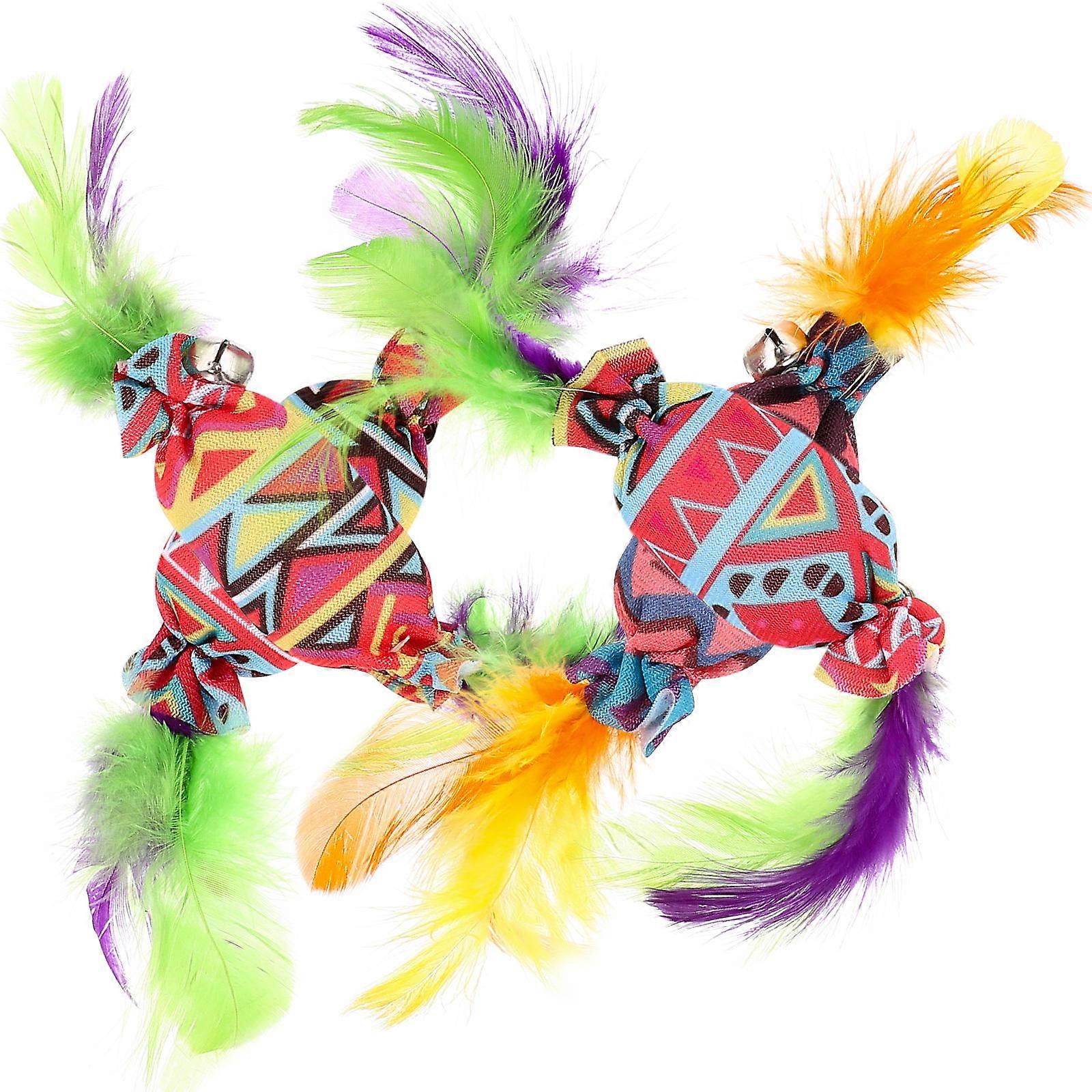 Cat Teasing Candies Bell Plume Cat Toys for Indoor Interactive 4Pcs Kit