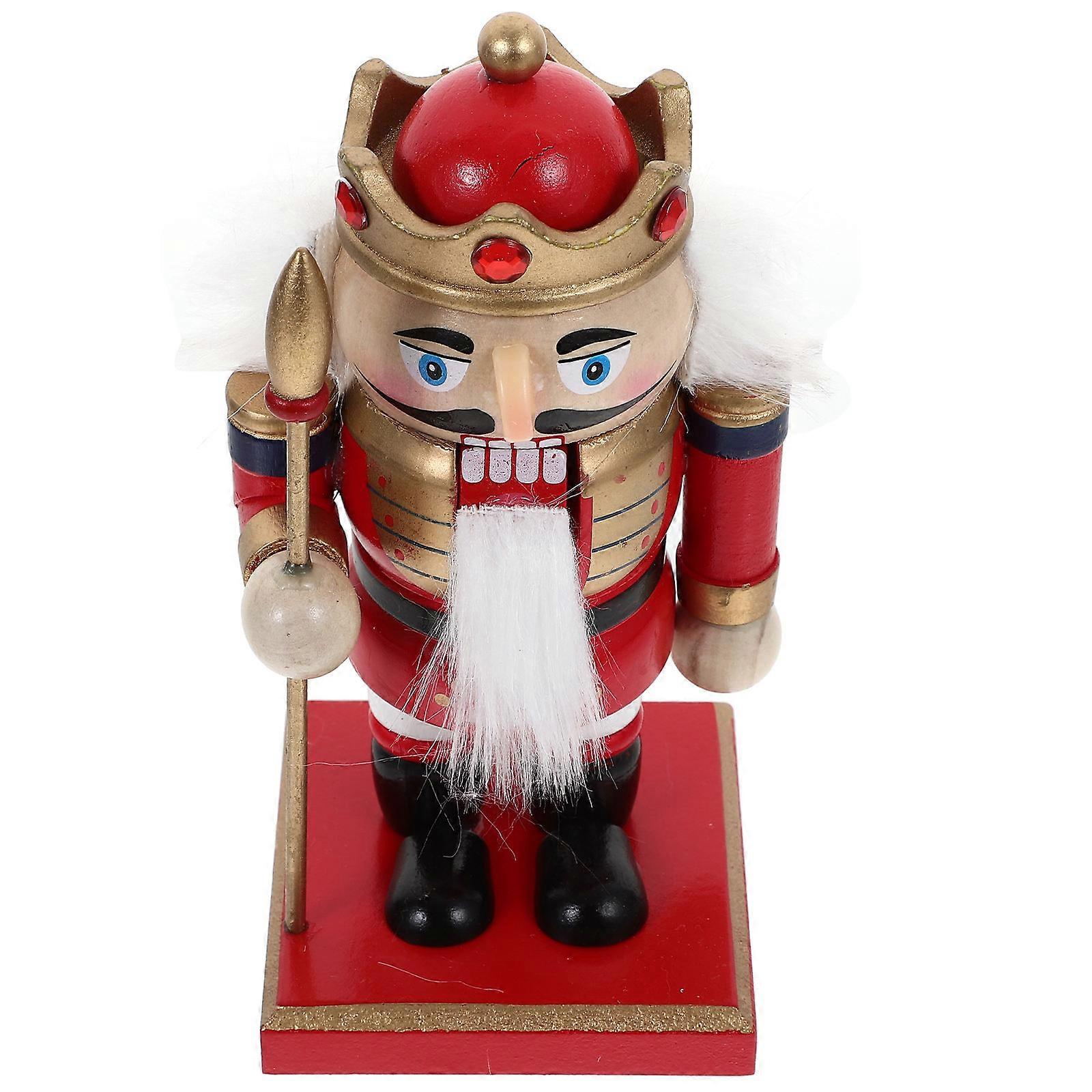 Christmas Nutcracker Figurine Holiday Decoration 4Pcs Red Wooden Puppet Ornament Perfect For Home And Shop Window Festive Display