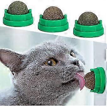 3PCS Catnip Balls, Catnip Ball for Cats Wall, Edible Kitty Toys for Cats Lick, Safe Healthy Kitten Chew Toys, Teeth Cleaning Dental Cat Toys