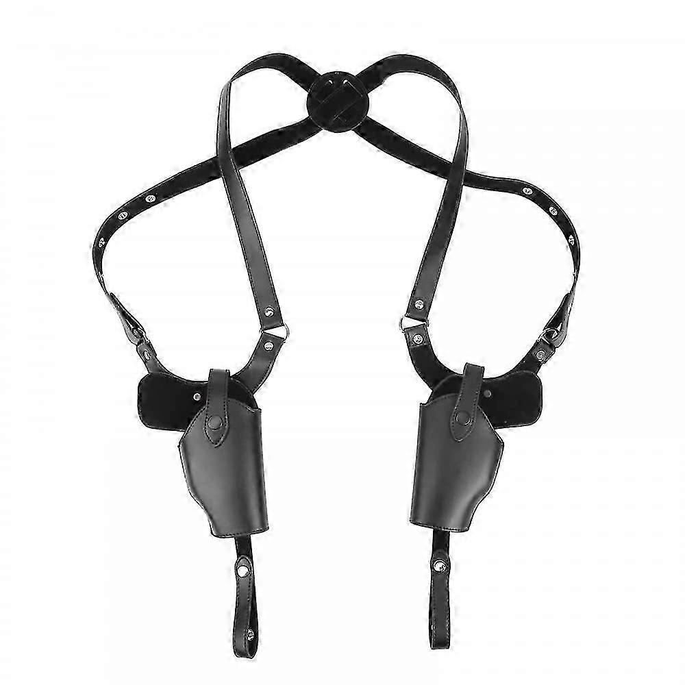 Shoulder Holster Dual Gun PU Leather Concealed Carry Adjustable for Right Left Hand Vertical Design