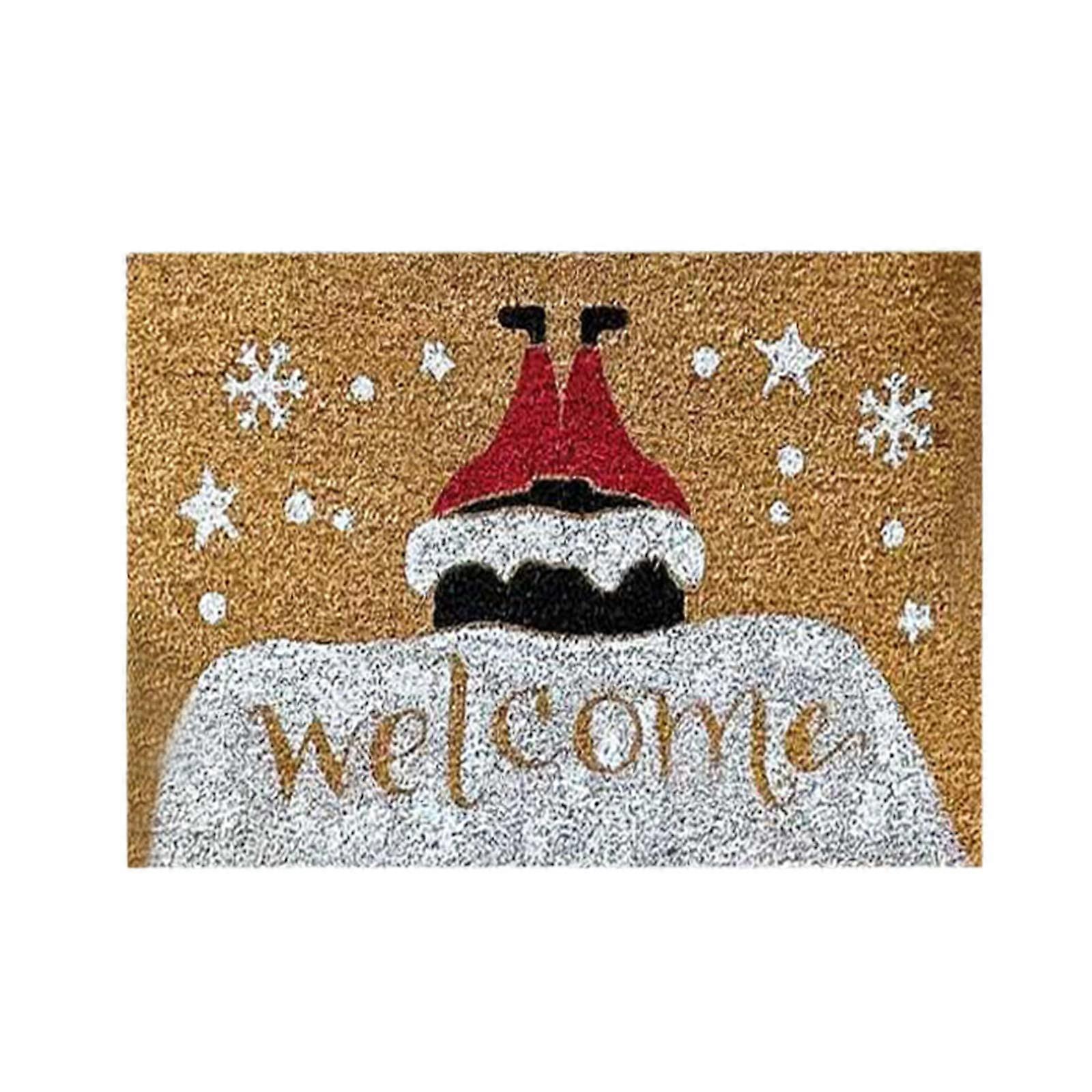 Christmas Doormat One Size Festive Holiday Welcome Mat With Tree Santa Snowflake Design Model A