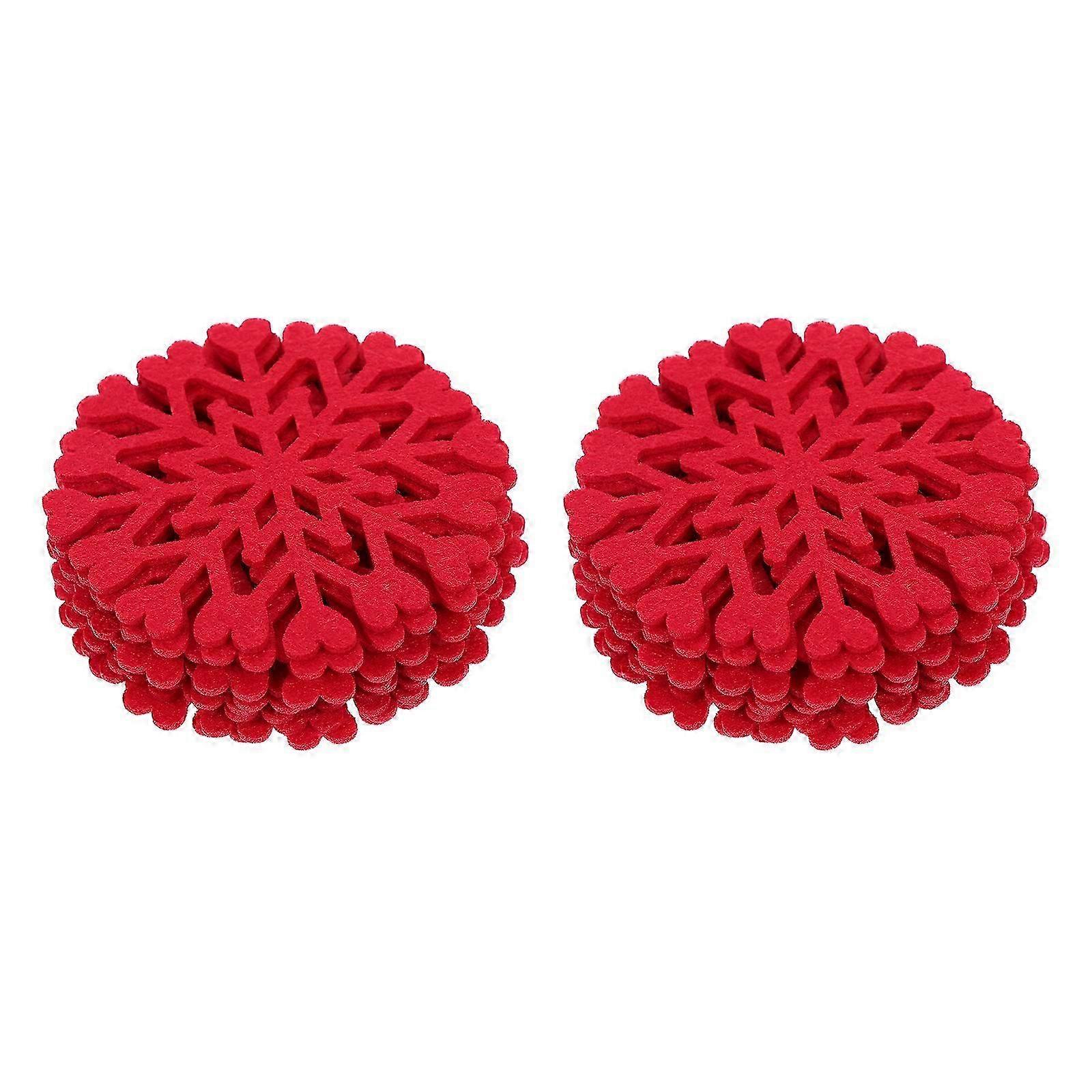 Non-Skid Mug Mat Felt Snowflake Coasters Holiday Parties 10X10X0.2CM Red 12Set